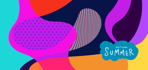 Colorful abstract curve and fluid background for summer banner