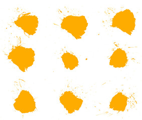 Sammlung von 9 orange braunen Farbflecken - obrazy, fototapety, plakaty