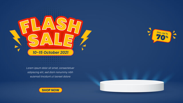 Background Banner Flash Sale with Podium Social Media Post Template