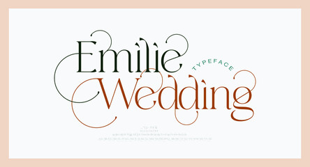 Elegant wedding logo alphabet letters font and number. Typography luxury classic lettering serif fonts decorative logos vintage retro concept. vector illustration.