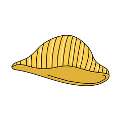 Hand drawn pasta conchiglie on a white isolated background. Doodle, simple outline illustration. It can be used for decoration of textile, paper and other surfaces.