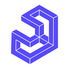 Logo. Impossible shape, optical illusion, vector. Optical art objects. Geometric figures. Line art.