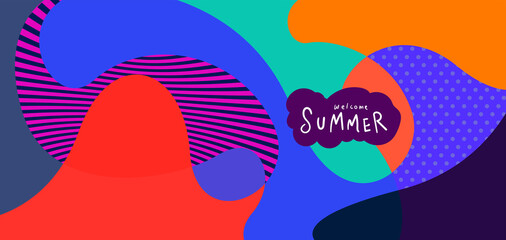 Colorful abstract curve and fluid background for summer banner