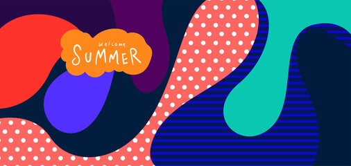 Colorful abstract curve and fluid background for summer banner