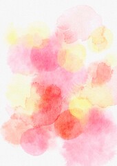 Red orange and pink yellow watercolor background painting in soft colors on old crumpled paper texture design, elegant abstract watercolor paint illustration