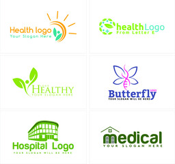 Medical health people butterfly logo design