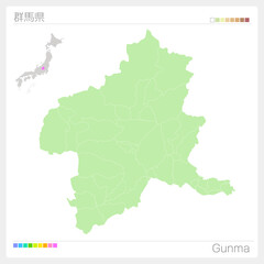 Fototapeta na wymiar 群馬県の地図・Gunma Map