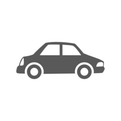 vector car icon with minimalist black flat design.