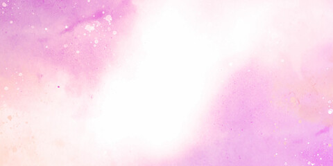 Abstract watercolor background with space Background with watercolor hand painted pink and white wash. Fantasy smooth yellow shades and blue sky and clounds watercolor paper textured illustration.