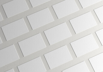 White blank business cards in isometric view on isolated background