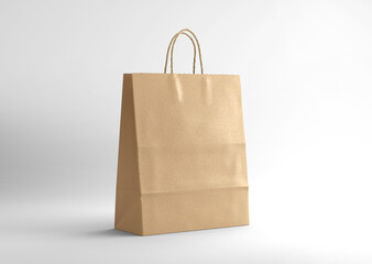 Blank kraft paper shopping bag on isolated background