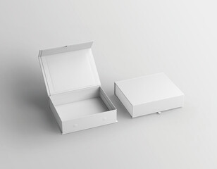 Two open and close magnetic gift box placed on isolated background