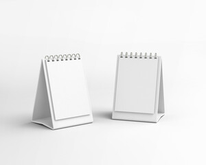 While blank empty mini table calendar on isolated background