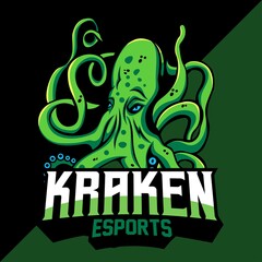 kraken esport logo mascot design