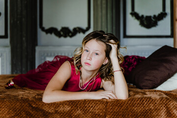 girl relaxing on sofa at home