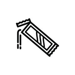 Vector thin line icon of Pouring coffee from coffee sachets