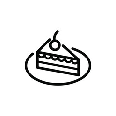 Vector thin line Icon of Cake on the plate