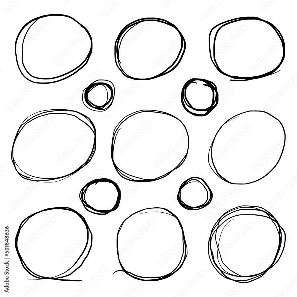 Poster hand drawn scribble line circles. doodle circular for message note mark design element. vector illus