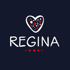 Regina Calligraphy female name, Vector illustration.