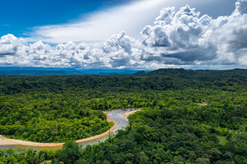 Ecuador Amazon Rainforest from above. Pastaza river, near viewpoint the indichuris. Puyo, Ecuador,...