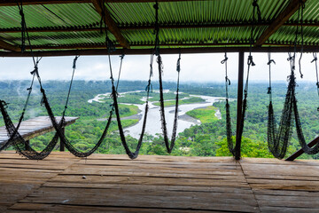 Ecuador Amazon Rainforest from above. Pastaza river, near viewpoint the indichuris. Puyo, Ecuador,...