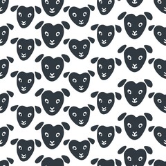 Sheeps doodle background. Flat illustration of sheeps seamless pattern. Farm animals simple drawings