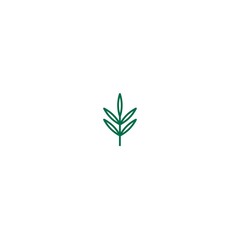 Green rosemary twig, shoot, sprig. Icon Isolated on white. Logo for eco company