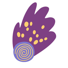 Shooting star. Comet tail or star trail. Meteorite, space. Vector Hand draw illustration isolated on the white background.