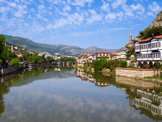 Fototapeta na wymiar View of traditional ottoman houses in Amasya city