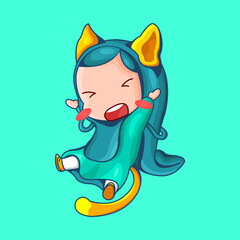 illustration of cute muslim girl slipping