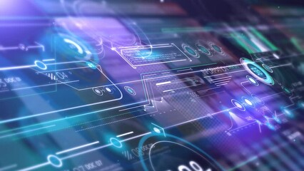 Data array in virtual 3D space close-up