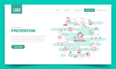 prevention virus spread concept with circle icon for website template or landing page homepage