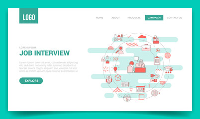 job interview concept with circle icon for website template or landing page homepage
