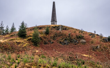 Murray's Monument on top of a hill overlooking the Galloway Forest, Scotland