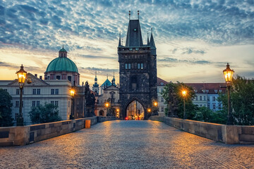 The city of Prague in the morning, Czechia