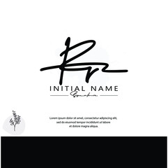  RR R R Initial letter handwriting and signature logo. Beauty vector initial logo .Fashion, boutique, floral and botanical	