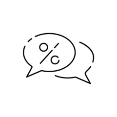 Loan Related Vector Line Icons. Investment Plan, Percentage Diagram. Discount and sale or shopping mall shop season. Talk chat balloon or bargain