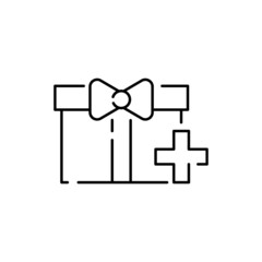 E-Commerce line vector icons set. Editable Stroke. Discount and sale or shopping mall shop season. Sign gift ribbon box and plus