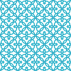  3D oriental ornament vector seamless pattern blue on white background.