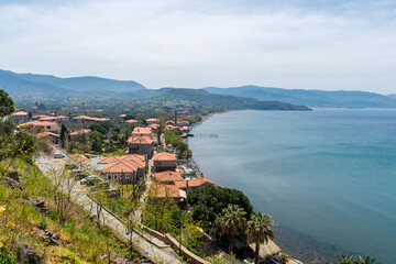 Molyvos coastline view in Lesvos Island of Greece