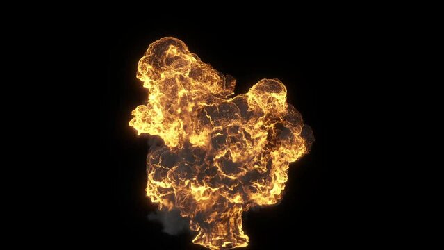 A huge explosion appears on the black screen, stretches upwards and continues to burn in the form of a pillar.