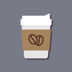 Paper cup coffee, icon, Vector, Illustration.