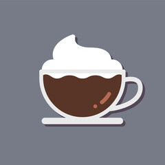 Coffee mocha or cappuccino, icon, Vector, Illustration.