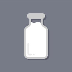 Bottle of milk on gray  background, icon, Vector, Illustration.