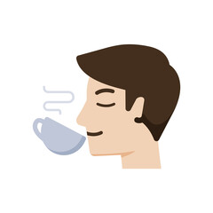 A person drinking coffee or tea from a cup, icon, Vector, Illustration.