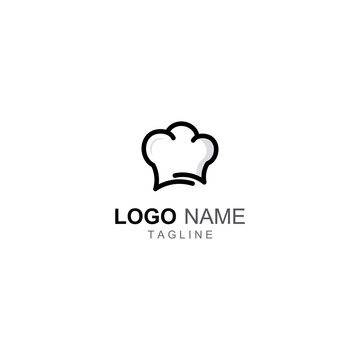 Chef hat logo for restaurant, cafe and online food delivery. Logo with vector illustration design template.