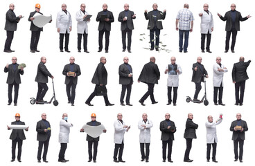 collage of a man in full growth displaying many professions and position