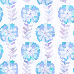 Seamless pattern. Retro background with floral ornament. Raster illustration with watercolor flowers. For card design, wallpaper, packaging, wrapping or scrapbooking. Printing on fabric or paper.