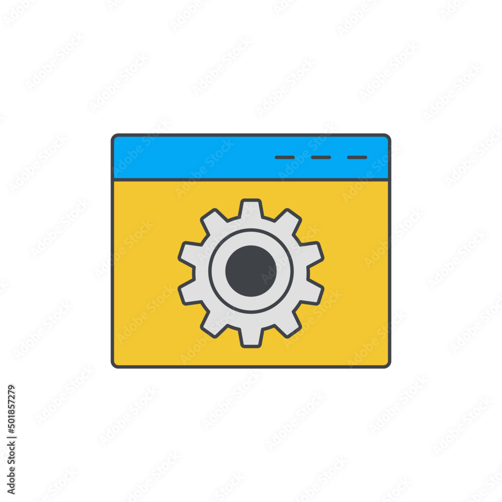 Poster development website, seo icon in color, isolated on white background