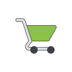 Shopping cart icon in color, isolated on white background 